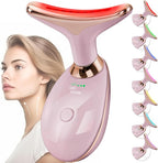 Facial Massager Red-Light-Therapy-for-Face and Neck, Face 𝖲 culpting Wand with 7 Color - Birthday, Christmas, Mothers Day, Valentines Day Gifts for Her Women Mom Best Friend Wife Teacher (Rose Gold)