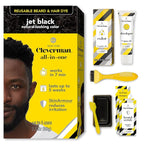 Reusable Hair & Beard Dye System for Men – Up to 5 Uses | 7-Minute Natural-Looking Gray Coverage | No-Drip Cream with SkinArmour® – Cleverman (Jet Black for Black Men)
