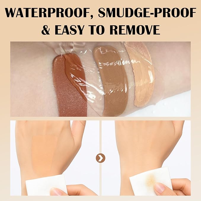 Waterproof Leg & Body Makeup Cream with Puff, Transfer-Resistant Full Coverage Concealer for Tattoos, Scars & Varicose Veins, Long-Lasting Natural Finish Foundation for All Skin Tones, 01