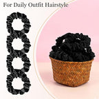 Satin Scrunchies for Women – 8PCS Blush & Brown Silk Hair Ties Set – No Crease, Frizz-Free, Gentle Elastic Hair Bands, Soft & Stylish Everyday Hair Accessories Gifts