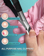 22MM Wide Jaw Toe Nail Clippers for Thick Nails,Podiatrist Ingrown Toenail Tool for Seniors,Professional Heavy Duty Nail Trimmer Cutter for Men,Ergonomic Antl-Slip Handle (Black)