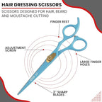 Hair Cutting Scissors -Sharp Razor Edge Blade Hair Shears Series - 6.5" With Fine Adjustment – Stainless Steel Hair Scissors Professional For Men, Women & Babies (Sky Blue)