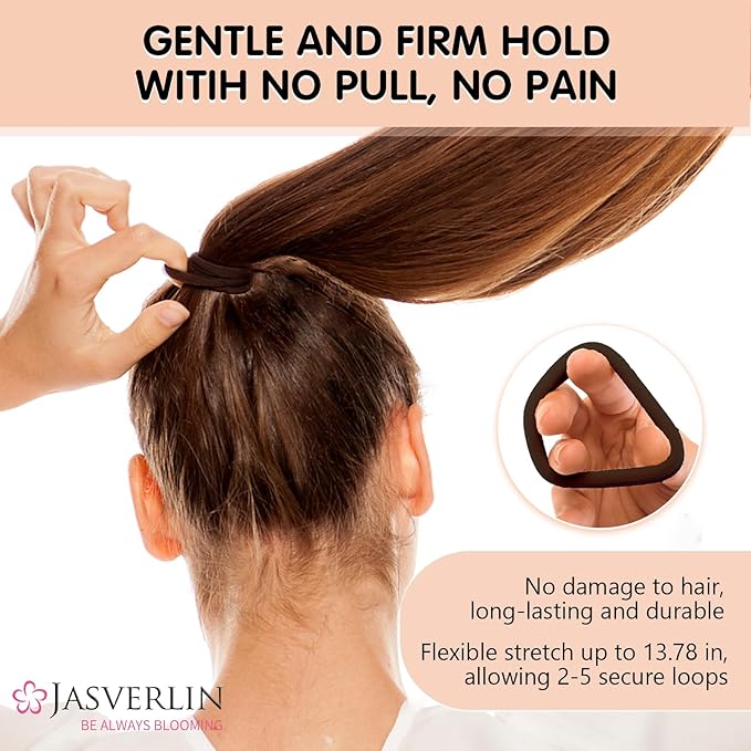 30 Pcs 2.4 Inch Large Hair Ties, Extra Big Seamless Cotton Elastic Bands for Thick Thin Curly, Soft Stretchy Ponytail Holders for Women Girls Men (Dark Brown)