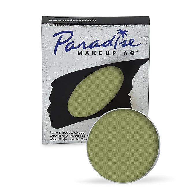 Mehron Makeup Paradise Makeup AQ Refill Size | Stage & Screen Performance, Face & Body Painting, Beauty, Cosplay, and Halloween | Water Activated Face Paint, Body Paint .25 oz (7 ml) (OLIVE)
