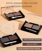 Eye Brow Powder Kit for Women,2 Colors Waterproof Eyebrow Powder Tinted Palette Brown Dark Brown Long-Lasting,Brow Fill&Sculpt Natural Eyebrow Contour Eyeshadow Mother’s Gift with Brow Brush &Razor-03