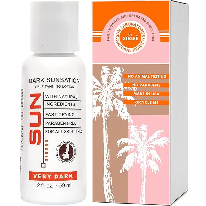 Sun Laboratories By Giesee Dark Sunsation Sunless Tanning Lotion 2 oz - Travel Size Sunless Tanning Lotion, Self Tanner, Instant Self Tanning Lotion, Long Lasting Self Tanner for Face and Body