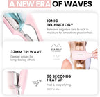 ELLA BELLA® Ultimate Waver Curling Iron • Crimper Hair Tool • Adjustable Heat Settings Dual Voltage • Anti-Scald Tech • Ionic Ceramic Coating for Long-Lasting, Frizz-Free Beach Waves (Pink & Grey)