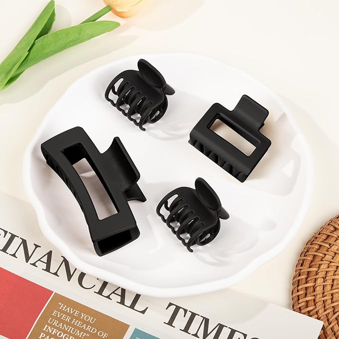12 PCS Hair Claw Clips for Women – Small Medium Large Claw Clips for Thin or Thick Hair (Black)