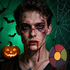 6 Colors Face Paint Bruise Wheel, Professional Trauma SFX Body Paint Makeup Kit, Halloween Makeup Face Body Painting Palette with Brush Sponge for Cosplay Hulk Witch Monster Costumes Party