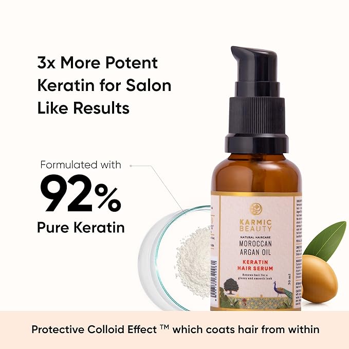 100% Organic Moroccan Argan Oil & Natural Keratin Luxurious Hair Serum | Get Smooth, Silky & Shiny Hair | Lightweight & Non-Greasy Formula | Sulfates & Parabens Free | 1 fl oz