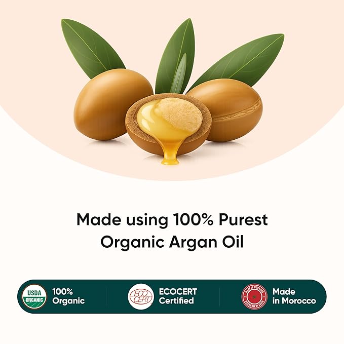 100% Pure, Natural & Organic Moroccan Argan Oil | Lightweight, Non-Greasy & Luxurious Oil | Ideal for all Hair, Skin & Body Types | ECOCERT & USDA Certified Organic | 1.7 fl oz