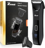 2-in-1 Manscape Trimmer for Men,Body & Groin Hair Trimmers for Men,Bikini Trimmer Women- Wet/Dry Electric Razors for Smooth No-Nick Shaving,IPX7 Waterproof Ball Shaver,LED Display,Black