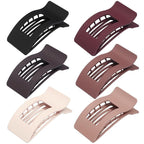 French Flat Hair Clips for Women 6pcs Hair Claw Clips for Thick or Thin Hair Matte Claw Clips for Girls Barrettes Non-Slip Strong Hold Hair Accessories for Women (Brown Scarlet)