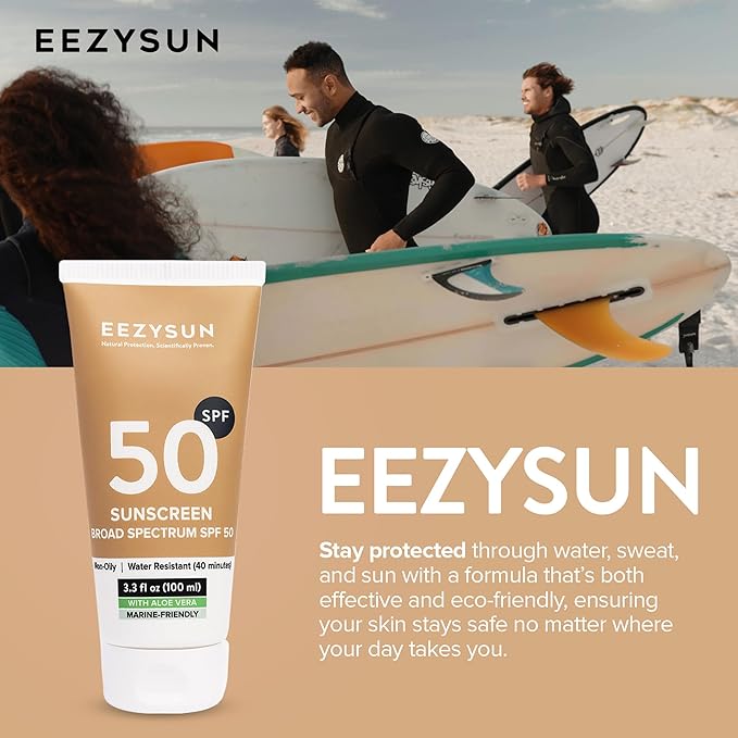 Mineral SPF 50 Sunscreen | Infused with Aloe Vera | Vegan and Cruelty-Free | Hawaii 104 Reef Act Compliant | Broad Spectrum with UVA/UVB Protection | Natural & Non-Oily | 3.3 FL OZ