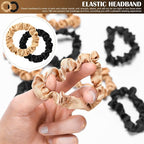 WILLBOND 30 Pcs Small Satin Silk Scrunchies Bulk for Women, Thin Hair Ties Mini Scrunchy Bands Skinny Ponytail Holders for Thick Curly Hair Pony Tails Wrist Decor(Black, Gold)