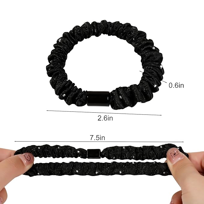 Scrunchies Silk Satin Hair Ties - Small Mini Thin Elestics Ponytail Holder Hair Bands Skinny Scrunchy For Thick Curl Hair No Crease Hair Ties Soft Accessories No Hurt Your Hair for Women and Girls