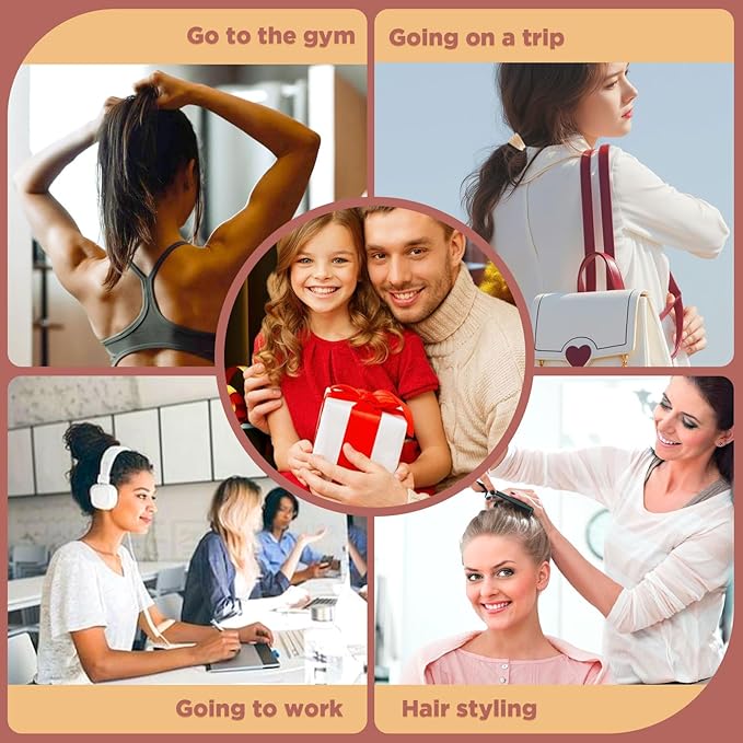 25 PCS Hair Ties, Soft Seamless Cotton & Nylon Elastic Ponytail Holders, No Damage Rubber Bands for Thick Hair, Stretchy Hair Accessories for Girls & Women