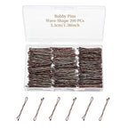 200 Pcs 1.38 Inch Wave-Shaped Bobby Pins Brown Metal Hair Pins Hair Accessories for Women Stylists Hair Sticks Girl
