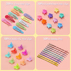 TsMADDTs Elastic Hair Ties, Colorful Hair Accessories for Baby Toddlers Kids Girls, 26 Colors Small Rubber Bands Set with Ties and Clips, Styling Tools