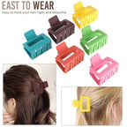 12Pack Colorful Trendy Square Hair Clips, Big and Small Neutral Rectangle Claw Clips, Non-slip Matte Large Hair Clips for Women, Hair Clasps Accessories Red Green Yellow