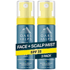 Oars + Alps Face & Scalp Sunscreen Spray Mist, SPF 35 Facial & Hair Sunscreen, Protects from Blue Light, Infused with Aloe Vera + Cucumber, Water & Sweat Resistant, Summer Splash Scent, 2pk