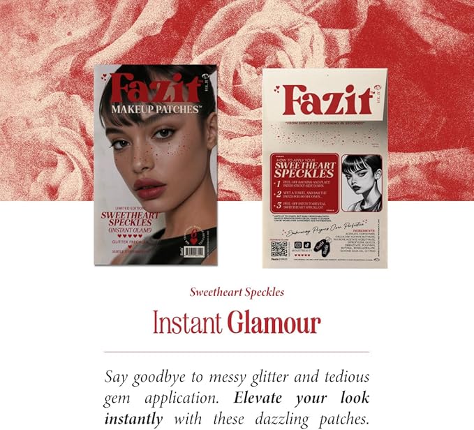 Fazit Makeup Patches - Sweetheart Speckles - Glow Up Make-Up Patches - Cute Glitter Makeup Accessories for Women - Cosmetic Glitter for Face