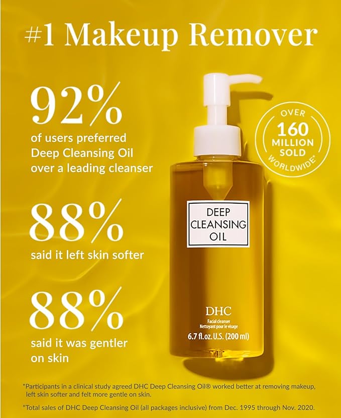 DHC Deep Cleansing Oil, Facial Cleansing Oil, Makeup Remover, Cleanses without Clogging Pores, Residue-Free, Fragrance and Colorant Free, All Skin Types, 6.7 fl. oz.