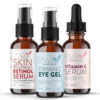 Eva Naturals Facelift in a Bottle Serum Set – Vitamin C, Retinol & Eye Gel for Face & Eyelid – Firming Wrinkle Moisturizer Kit – Dark Circle, Eye Bag & Neck Care – Anti Wrinkle Skin Care for Women