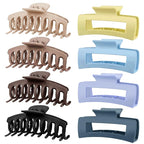 TOCESS Jumbo 4.33 Inch Hair Claw Clips for Women, 8 Pack Matte Non-Slip Rectangle Clips for Thick, Curly, Long or Straight Hair Girls