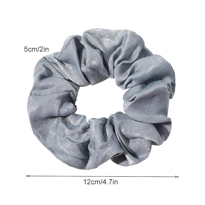 Silk Satin Scrunchies Women Hair Ties - Ivyu Big Scrunchy Ponytail Holder No Crease Hair Bands Soft Elastic No Hurt Your Hair for Vsco Girl Women Blue