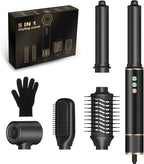 5-in-1 Hair Styler & Dryer, 110,000 RPM Ionic, Auto-Wrap Curling Barrels (L/R), Oval Volumizer & Straightening Brush, 3 Heat/3 Speed, Quick-Lock