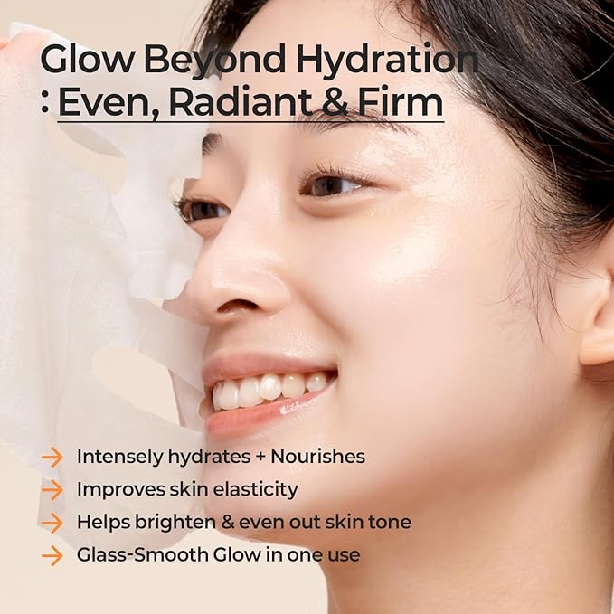 MOTHER MADE Glowing Glass Skin Hydrating Snail Deep Collagen Face Masks 10 EA, with Niacinamide 2%, Vitamin E, Facial Masks for Dry, Sensitive Skin, Kbeauty Essentials, Self Care, Korean Skincare