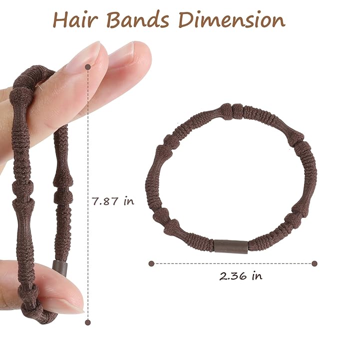 Boho Hair Ties, 20 PCS of 4 Styles Cute Bands for Thick or Thin Hair, No Damage Elastic Bracelets, Brown Hair Accessories for Girls and Women