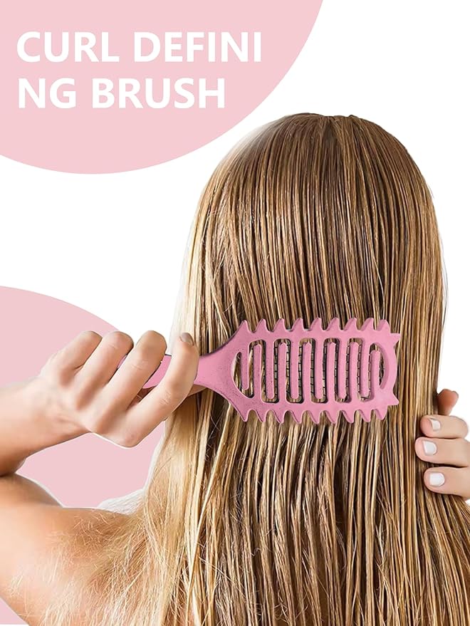 Curl Defining Brush for Curly Hair, 2025 Vented Detangling Brush for Wet, Curl Styling Brush for Women, Less Pulling, Defines & Shapes, Great Gift for Curly Hair Women (Pink)