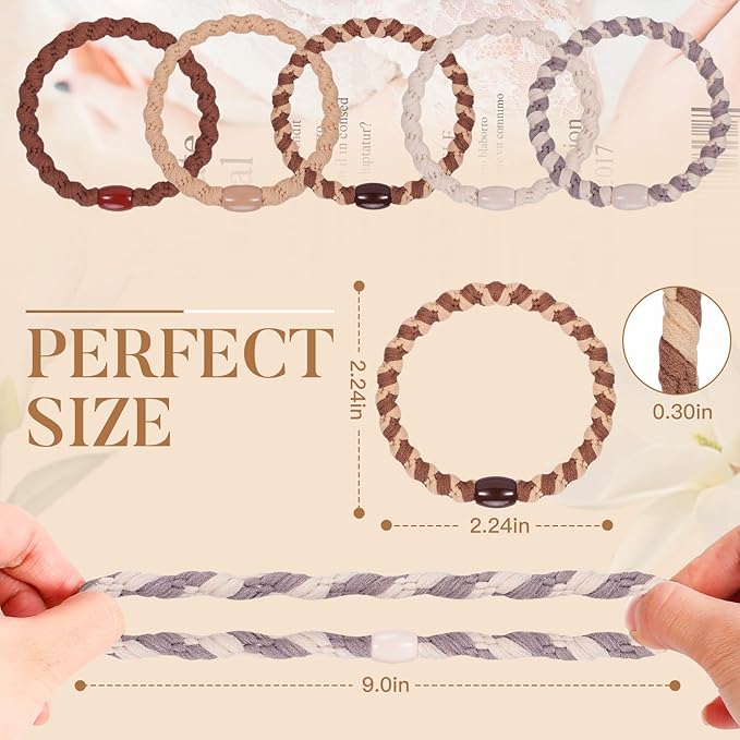 Hair Ties No Damage - 10PCS Ponytail Holders - Elastic Hair Ties for Thick Hair - Braided Hair Bands for Women Girls's Hair (20.Maillard2)
