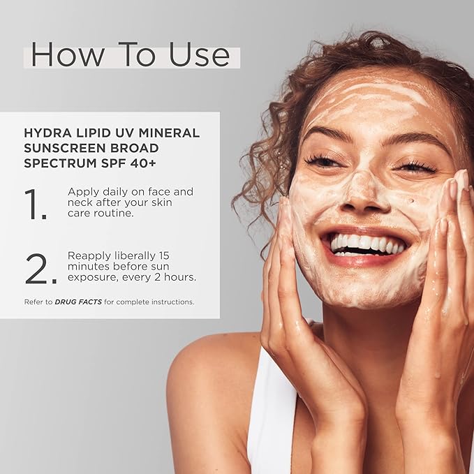 Glytone Hydra Lipid UV Mineral Sunscreen | Broad Spectrum SPF 40+ Daily Face Sunscreen | Hydrating Sunblock With Hyaluronic Acid, Squalane, Titanium Dioxide & Zinc Oxide | 1.7 fl. oz