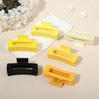 4 Inch Big Hair Claw Clips 6 Pcs Large Claw for Thick Hair Square Hair Clips for Women Rectangle Hair Clips Nonslip Acrylic Banana Jaw Clips Hair Accessories for Girls (Yellow)