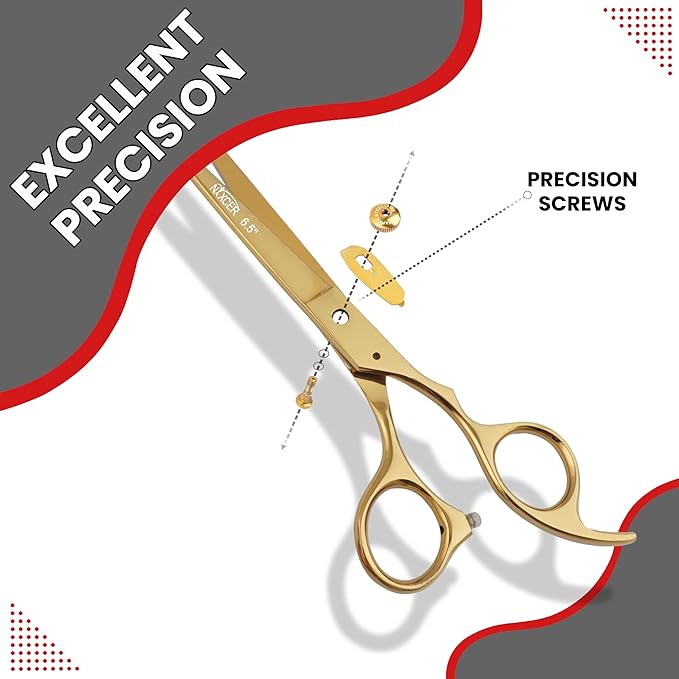 Hair Cutting Scissors -Sharp Razor Edge Blade Hair Shears Series - 6.5" With Fine Adjustment – Stainless Steel Hair Scissors Professional For Men, Women & Babies (Gold)