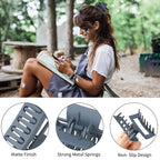 Hair Clip, 3.5 Inch Medium Hair Claw Clips 6 Pack for Women - Brown, Blue, Beige, White, Square, Rectangle, Banana, Jaw Styles