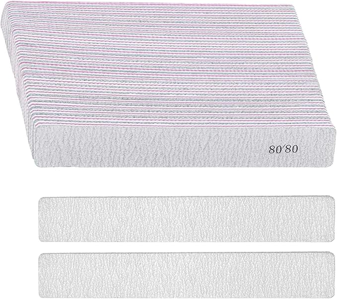 21 Pcs Nail File 80/80 Grit Nail Files,Gray Double Sided Emery Boards,Professional Nail Files for Natural and Acrylic Nails