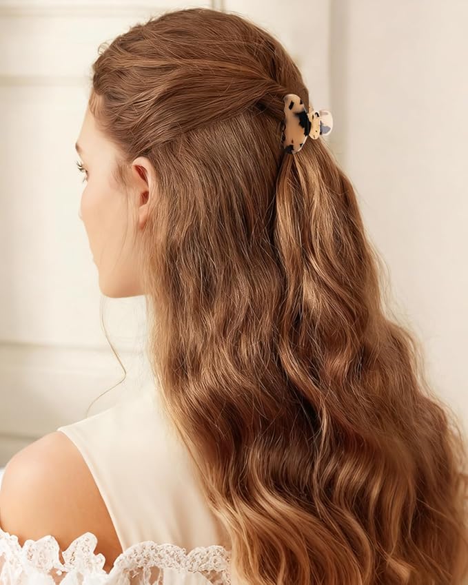 MAORULU 2 Pack Mini Acetate Hair Claw Clips – 1.6 Inch Small Durable Hair Clips for Women & Girls, Strong Hold Tiny Jaw Clips for Bangs & Half Up Hairstyles (Tortoise)