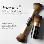 LAURA GELLER NEW YORK Face It All 2pc Makeup Brush Set - Retractable Airbrush Kabuki Brush + Dual-Ended Blush and Bronzer Brush