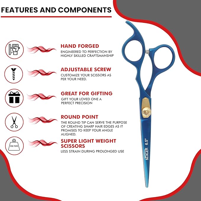 Hair Cutting Scissors -Sharp Razor Edge Blade Hair Shears Series - 6.5" With Fine Adjustment – Stainless Steel Hair Scissors Professional For Men, Women & Babies