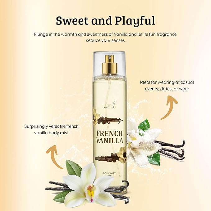 Body Spray For Women, French Vanilla spray Fragrance Body Mist, Unisex rich, comforting, & sweet aroma, 8 oz Fine Fragrance