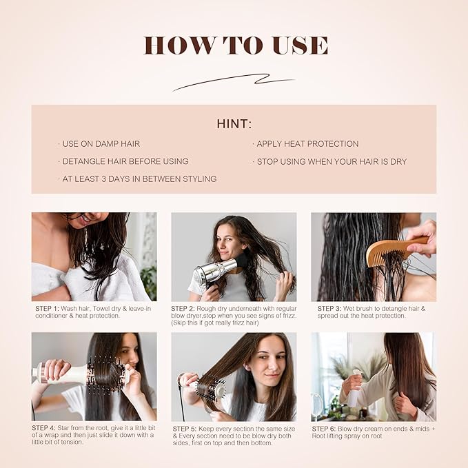 Travel Blow Dryer Brush in one, Dual Voltage 110V-240V Mini Hot Air Brush, Hair Trends Nano Titanium 2 Inch One Step Hair Dryer and Styler Volumizer Oval Shape