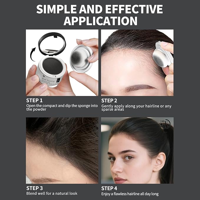 Hairline Powder 24H Stain-Proof, Root Touch Up Hair Color for Gray Coverage,Bald Spot Concealing Hair Shadow Powder for Women & Men,Natural-Looking (Brown)