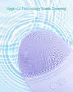 EZBASICS Facial Cleansing Brush Made with Ultra Hygienic Soft Silicone, Waterproof Sonic Vibrating Face Brush for Deep Cleansing, Gentle Massaging, Inductive Charging (Violet)1 Pack+5 Speed Settings