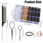 2200 Pcs Elastic Hair Ties, 6 Natural Colors Mini Rubber Bands with Hair Tail Tools and Comb, Hair Accessories for Women, Girls, Toddlers, Babies