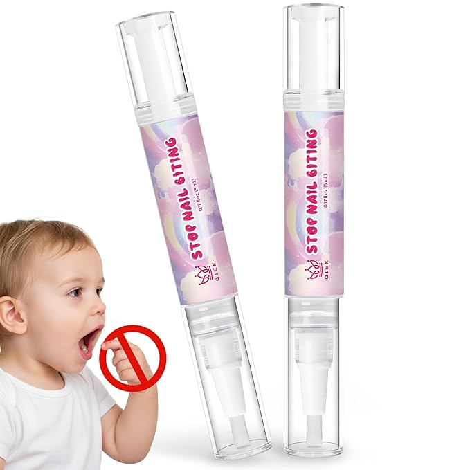 2 Packs Nail Biting Treatment for Kids Stop Biting Pens Prevention Thumb Sucking Deterrent Nail Polish Fast Dry Long Lasting Non Toxic Natural Nail Care Pen for Children Teens Adults Biters(10ML)