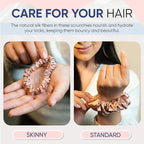 Blissy Silk Scrunchies (3 Pack) - 100% Pure Mulberry Silk - 22 Momme 6A High-Grade Fibers Scrunchie for Straight & Curly Hair - Preventing Breakage, Tangling, & Creasing (Rose Regular)